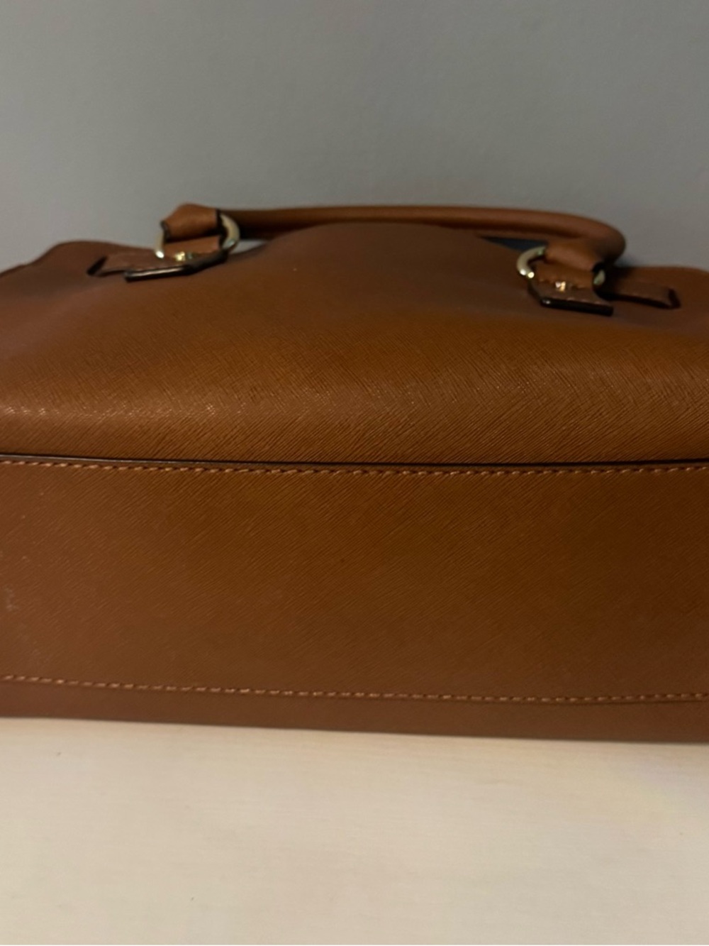 Michael Kors Brown Saffiano Satchel with Gold Hardware - Picture 12 of 13